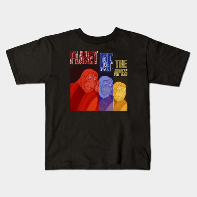 three apes , three colors design Kids T-Shirt by hot_issue